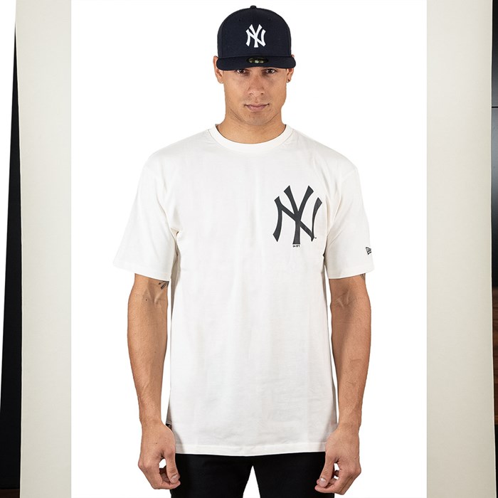 New York Yankees Logo Miesten T-paita Valkoinen - New Era Vaatteet Verkossa FI-942651